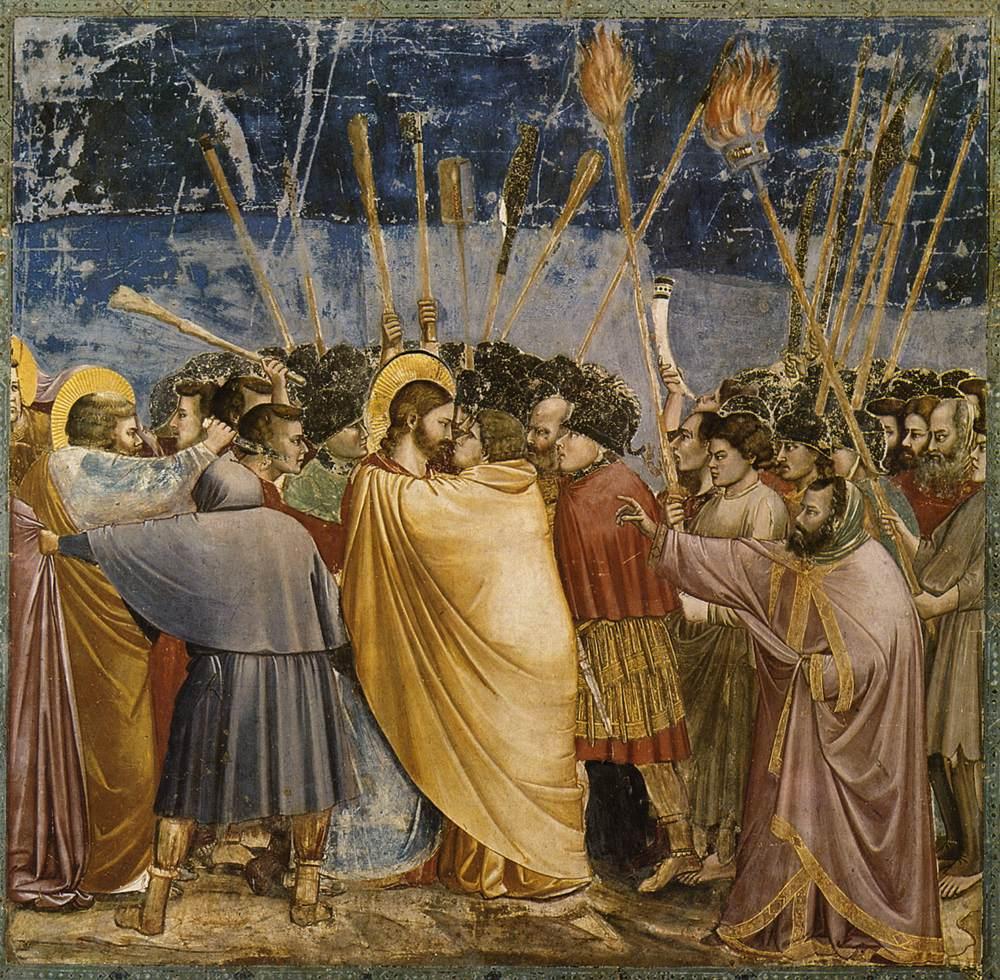 Giotto, ’’Le baiser de Judas’’, 1304-1306, fresque, 200 x 185 cm, Cappella degli Scrovegni, Padoue, Italie - DR